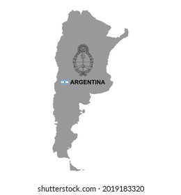 Mapa argentino con escudo de armas. aislado en fondo blanco