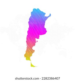 Argentina map in colorful halftone gradients. Future geometric patterns of lines abstract on white background. Vector Illustration Eps10.