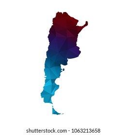 Argentina map - Colorful Polygonal map of Argentina  rumpled triangular low poly style gradient graphic background ,  Vector illustration eps 10.