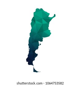 Argentina map - Colorful Polygonal map of Argentina rumpled triangular low poly style gradient graphic background , Vector illustration eps 10.