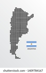 Argentina map design square with flag Argentina.