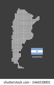 Argentina map design white square, black background with flag Argentina.