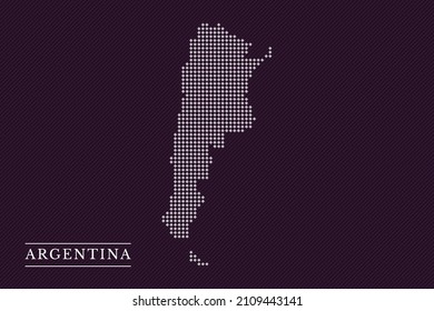 Argentina map designed with square dots. Vector map of Argentina composition of square in circle items on coffee color background. Vector illustration