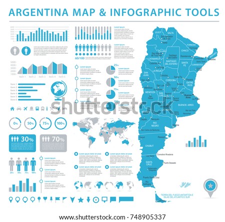 Argentina Map - Detailed Vintage Vector Illustration
