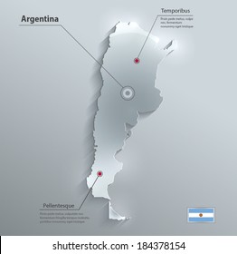 Argentina map flag glass card paper 3D vector