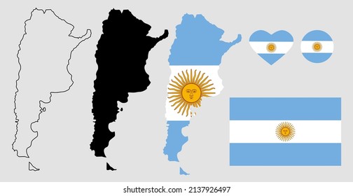 argentina map flag icon set