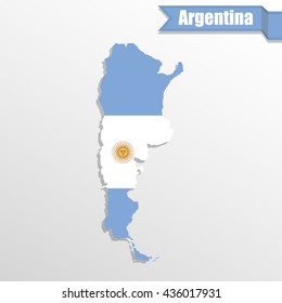 Argentina map with flag inside and ribbon