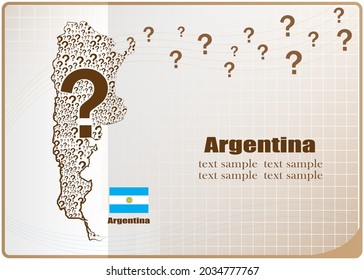 Bandera del mapa de Argentina hecha con signo de interrogación.
