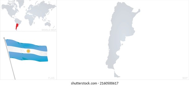 Argentina map and flag. vector