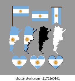 Argentina. Argentina map and flag. Vector illustration.