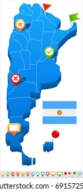 Argentina map and flag - vector illustration
