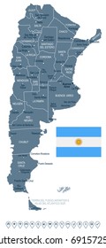 Argentina map and flag - vector illustration