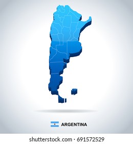 Argentina map and flag - vector illustration