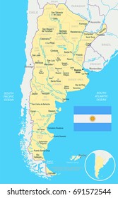 Argentina map and flag - vector illustration