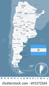 Argentina map and flag - vector illustration