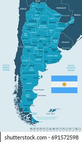 Argentina map and flag - vector illustration