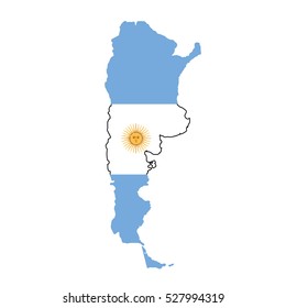 Argentina map and flag in white background