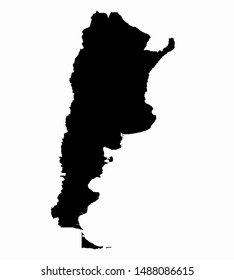 Argentina Map Flat Icon Vector Black Isolated in White Background