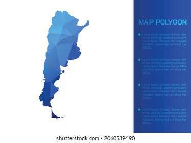 Mapa argentino de diseño moderno de estilo geométrico poligonal azul sobre fondo blanco. Mapa de ilustraciones vectoriales en un diseño poligonal geométrico azul moderno sobre fondo blanco. Ilustración vectorial.