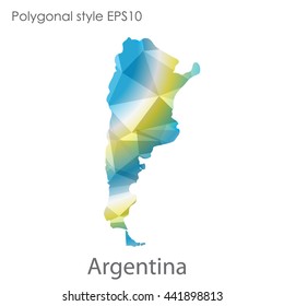 Argentina map in geometric polygonal style.Abstract gems triangle,modern design background. Vector illustration EPS10