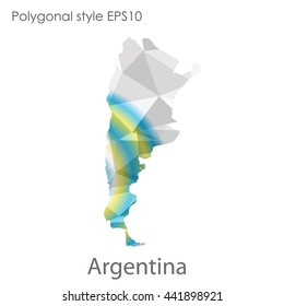 Argentina map in geometric polygonal style.Abstract gems triangle,modern design background. Vector illustration EPS10