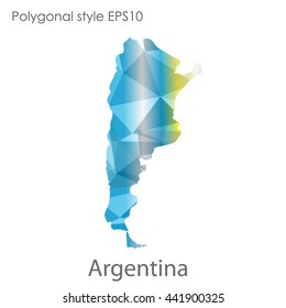 Argentina map in geometric polygonal style.Abstract gems triangle,modern design background. Vector illustration EPS10