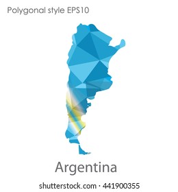 Argentina map in geometric polygonal style.Abstract gems triangle,modern design background. Vector illustration EPS10