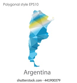 Argentina map in geometric polygonal style.Abstract gems triangle,modern design background. Vector illustration EPS10