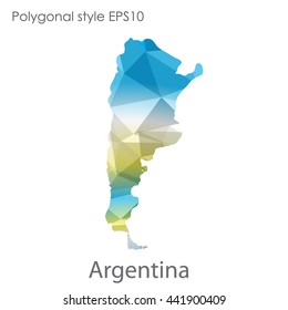 Argentina map in geometric polygonal style.Abstract gems triangle,modern design background. Vector illustration EPS10