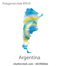 Argentina map in geometric polygonal style.Abstract gems triangle,modern design background. Vector illustration EPS10