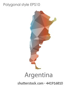 Argentina map in geometric polygonal style.Abstract gems triangle,modern design background. Vector illustration EPS10