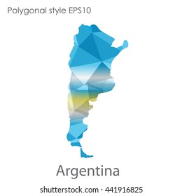 Argentina map in geometric polygonal style.Abstract gems triangle,modern design background. Vector illustration EPS10