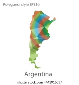 Argentina map in geometric polygonal style.Abstract gems triangle,modern design background. Vector illustration EPS10