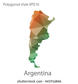 Argentina map in geometric polygonal style.Abstract gems triangle,modern design background. Vector illustration EPS10