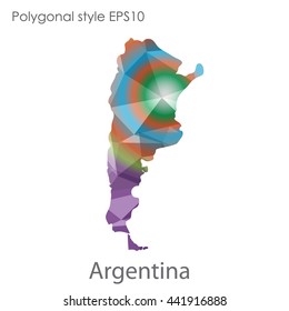 Argentina map in geometric polygonal style.Abstract gems triangle,modern design background. Vector illustration EPS10
