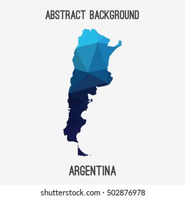 Argentina map in geometric polygonal,mosaic style.Abstract tessellation,modern design background,low poly. Vector illustration.