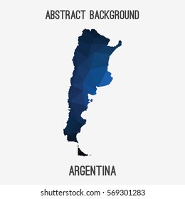 Argentina map in geometric polygonal,mosaic style.Abstract tessellation,modern design background. Vector illustration