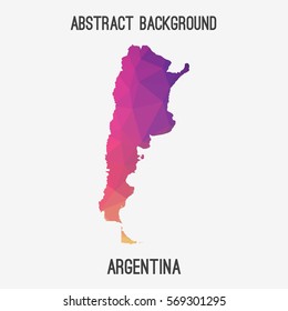 Argentina map in geometric polygonal,mosaic style.Abstract tessellation,modern design background. Vector illustration