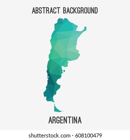 Argentina map in geometric polygonal,mosaic style.Abstract tessellation,modern design background,low poly. Vector illustration.