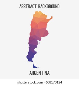 Argentina map in geometric polygonal,mosaic style.Abstract tessellation,modern design background,low poly. Vector illustration.