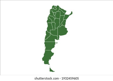 Argentina Map Green Color on White Backgound