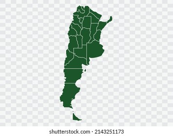 Argentina map Green Color on White Backgound Png