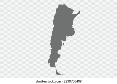 Argentina Map grey Color on White no demarcation line Background  Png