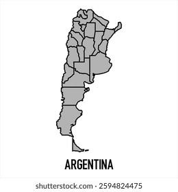 Argentina map in grey style isolated on white background. Vector illustration