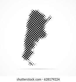 Argentina map in halftone. Dotted illustration isolated on a white background.
Vector illustration.