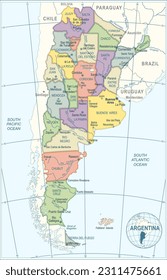 Argentinische Karte - hochdetaillierte Vektorgrafik
