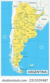 Mapa de Argentina - ilustración vectorial altamente detallada