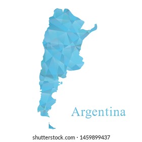 Argentina map icon in blue low polygon style. abstract geometric tessellation, modern vector design