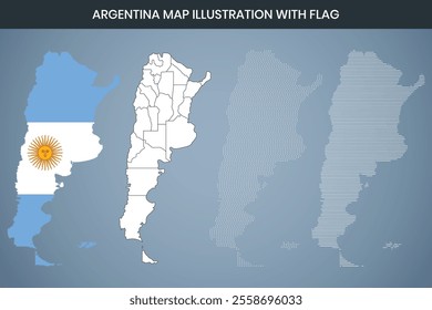 Argentina Map Illustration with Flag