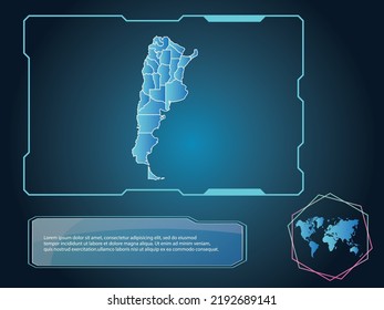 Argentina Map tecnología infográfica azul Color de fondo de la colección de elementos